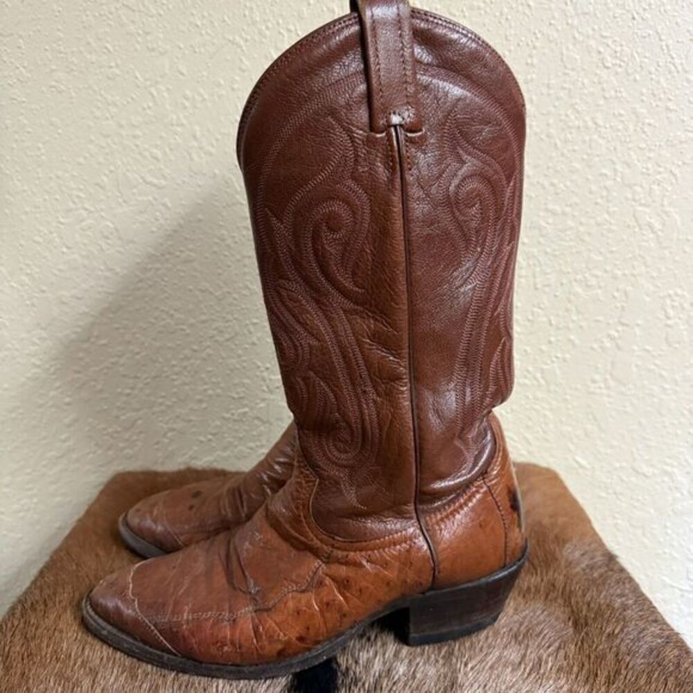 Tony Lama CZ906 Mens 9D‎ Peanut Brittle 4-Piece Ostrich Cowboy Western Made USA